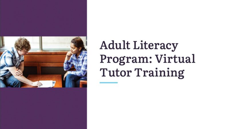 Adult Literacy program: virtual tutor training