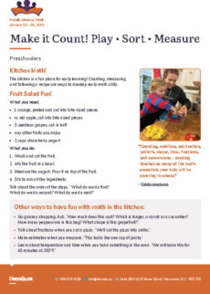 Family Literacy Week activity card for preschoolers