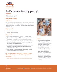 Family Literacy Week Older school-aged activity sheet