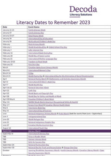 Literacy Calendar